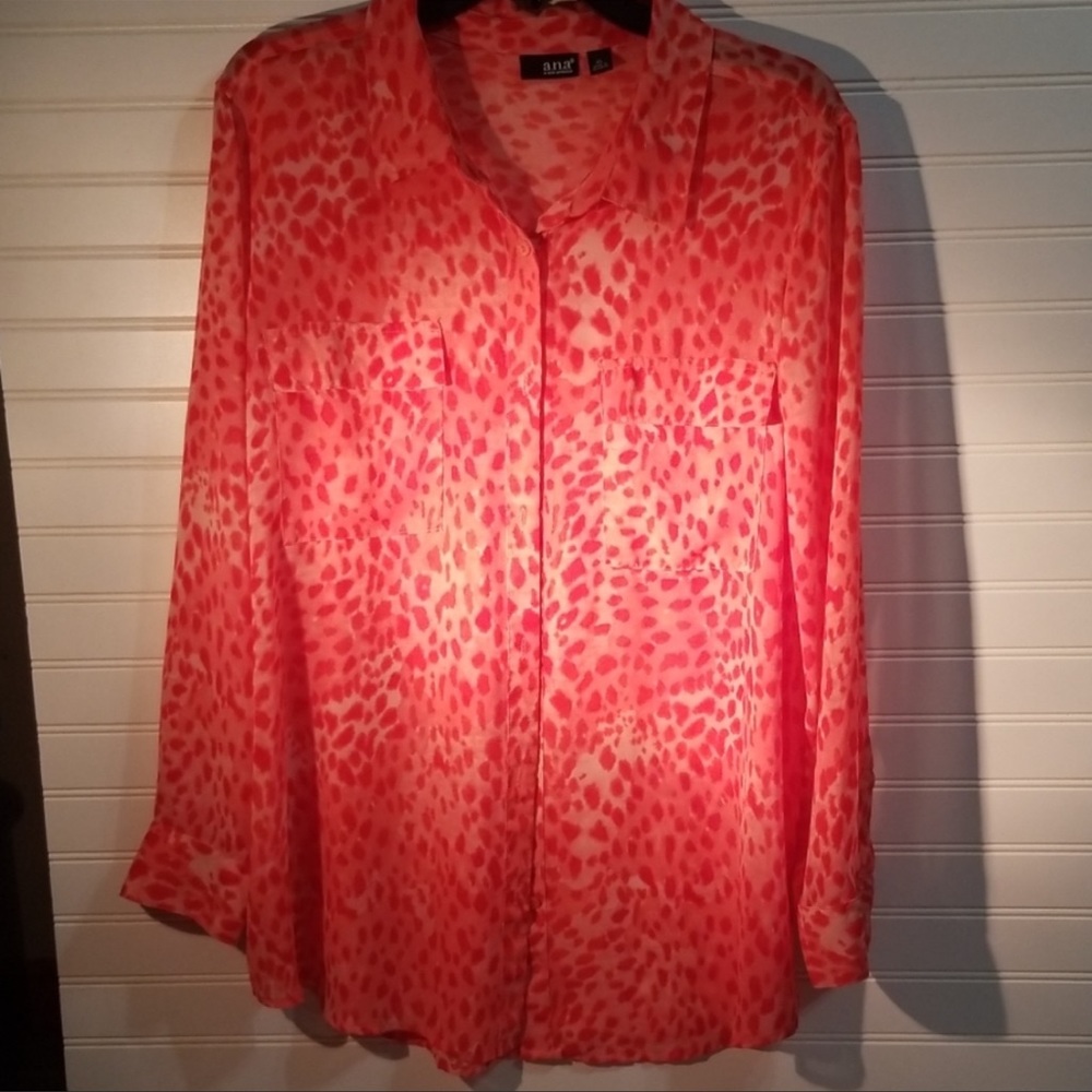 Orange-Red Leopard Print Blouse